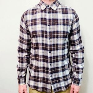 Famous Stars & Straps Brown Plaid Flannel Shirt